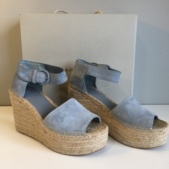 Marc Fisher Ltd Alida Blue Suede Espadrilles Sandals Shoes - Picture 1 of 9